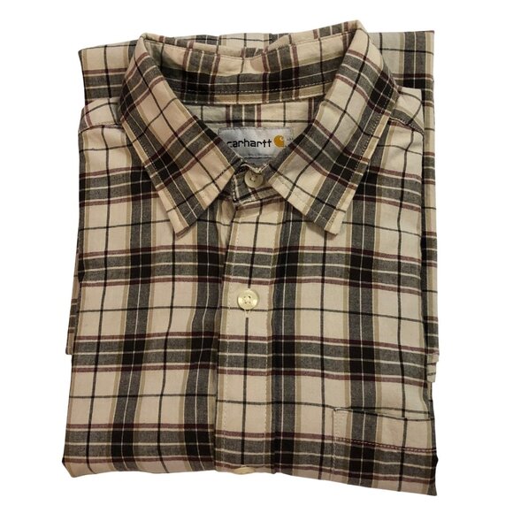 Carhartt Mens Plaid Short Sleeve Button-Up Shirt Size M 100% Cotton - Picture 9 of 9